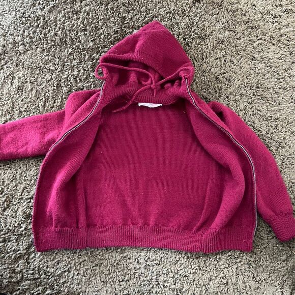 VTG 60s Handknit Double-Layer Scottie Dog Wool Hooded Jacket Kids 4/5T - Picture 6 of 7